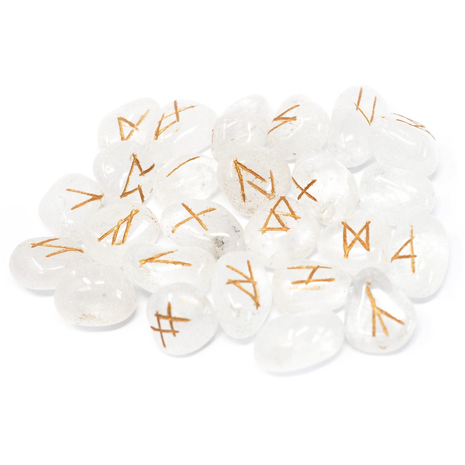 Runes Stone Set in Pouch  - Quartz