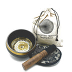 Hand Beaten & Engraved Singing Bowl Gift Set Round Medallions