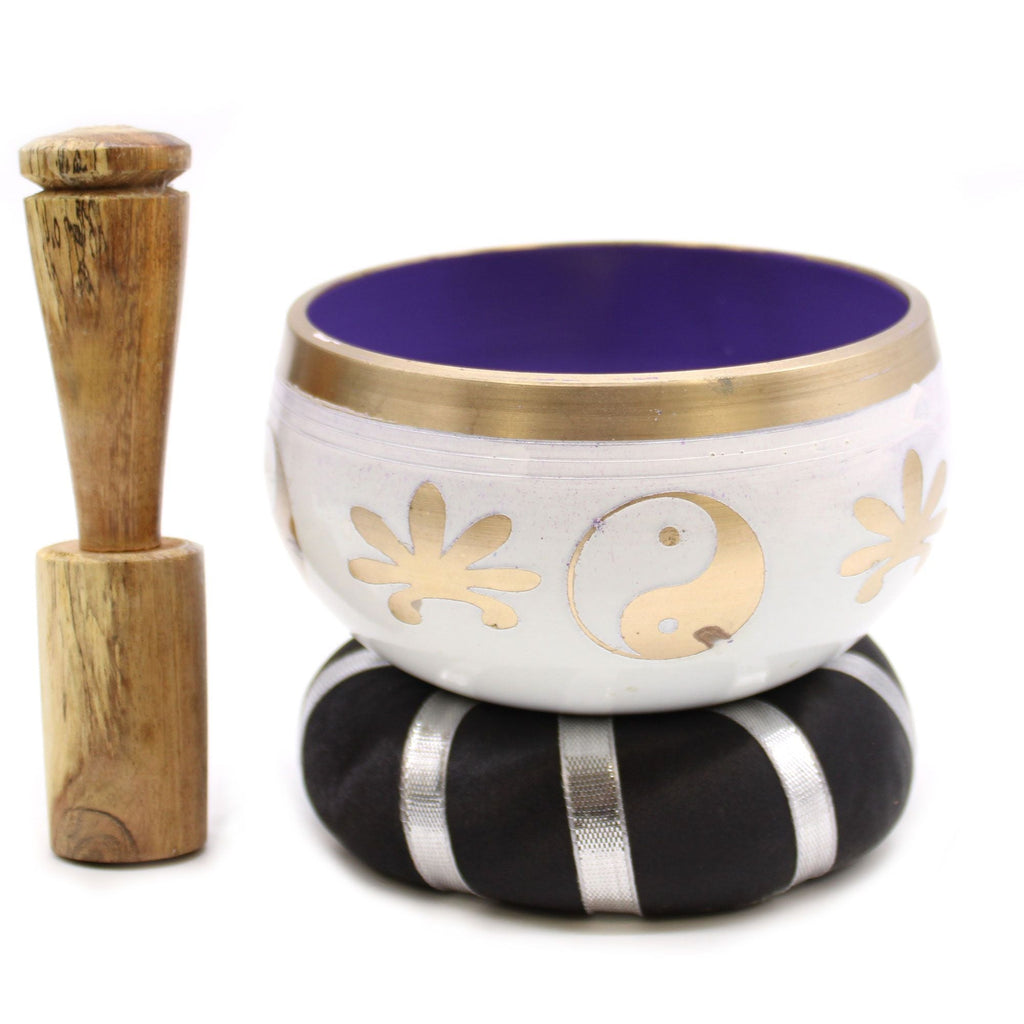 Yin & Yang Singing Bowl Set- White & Purple