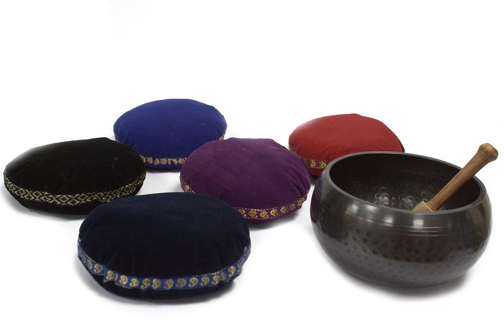 Singing Bowl Velvet Cushion Black