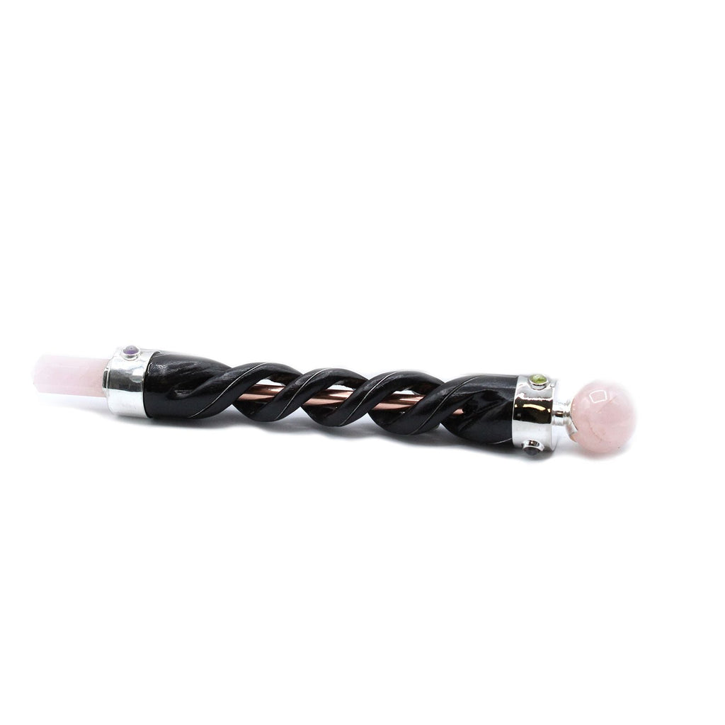 Spiral Carving Wand - Copper Pipe Rose Quartz
