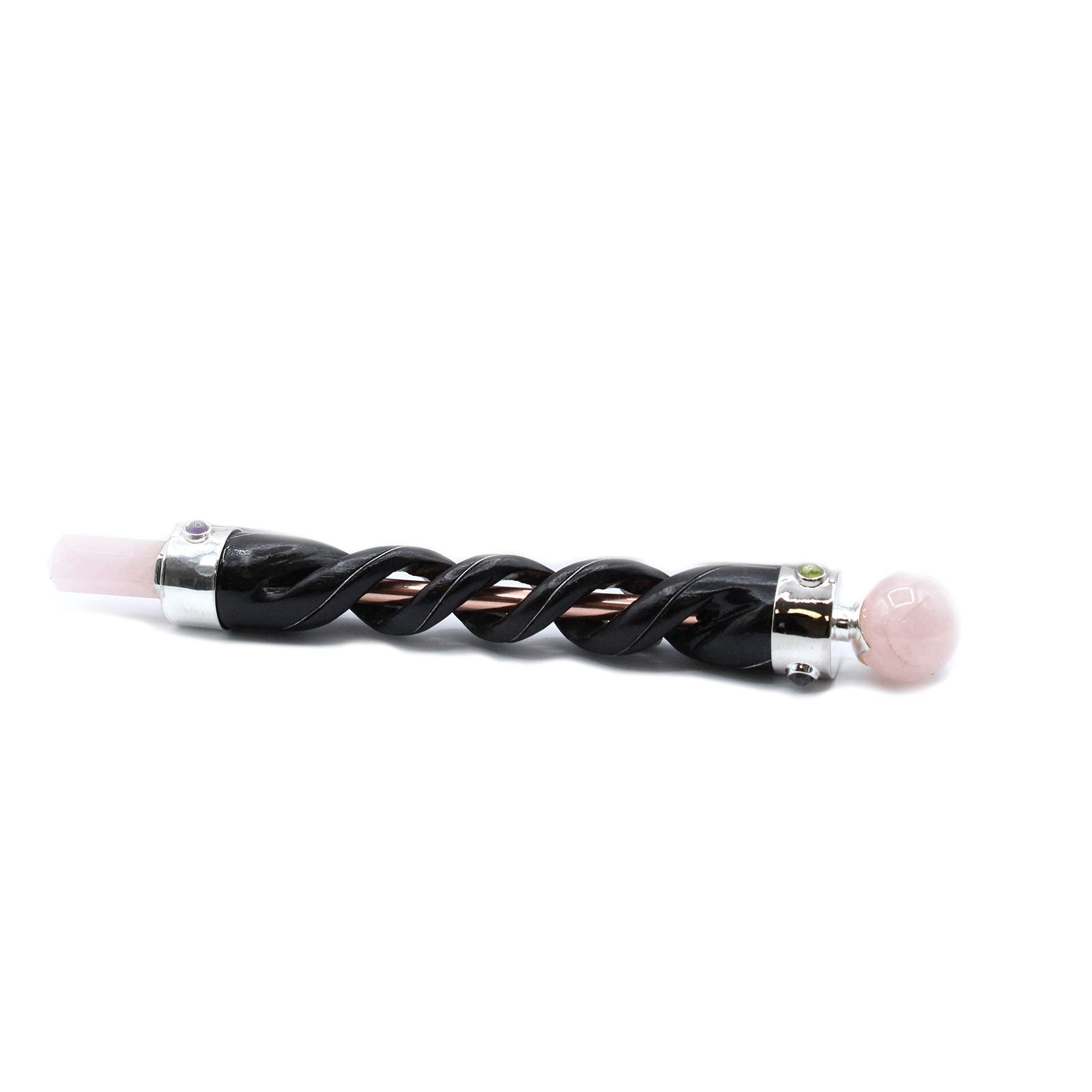 Spiral Carving Wand - Copper Pipe Rose Quartz