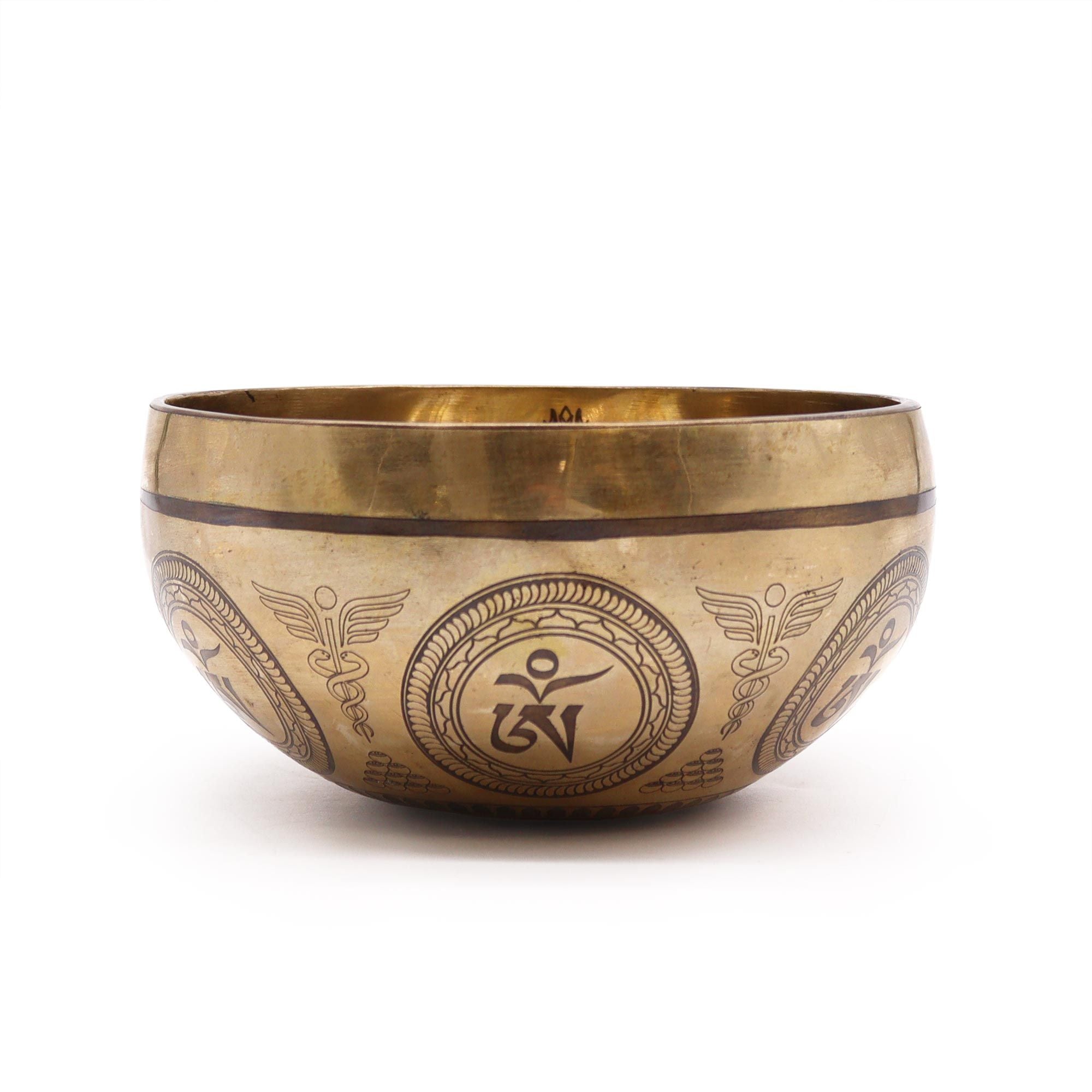 Tibetan Engraved Singing Bowl Bodhi Tree Buddha