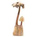 Hand-Carved Wooden Mushrooms on Parasite Wood Base