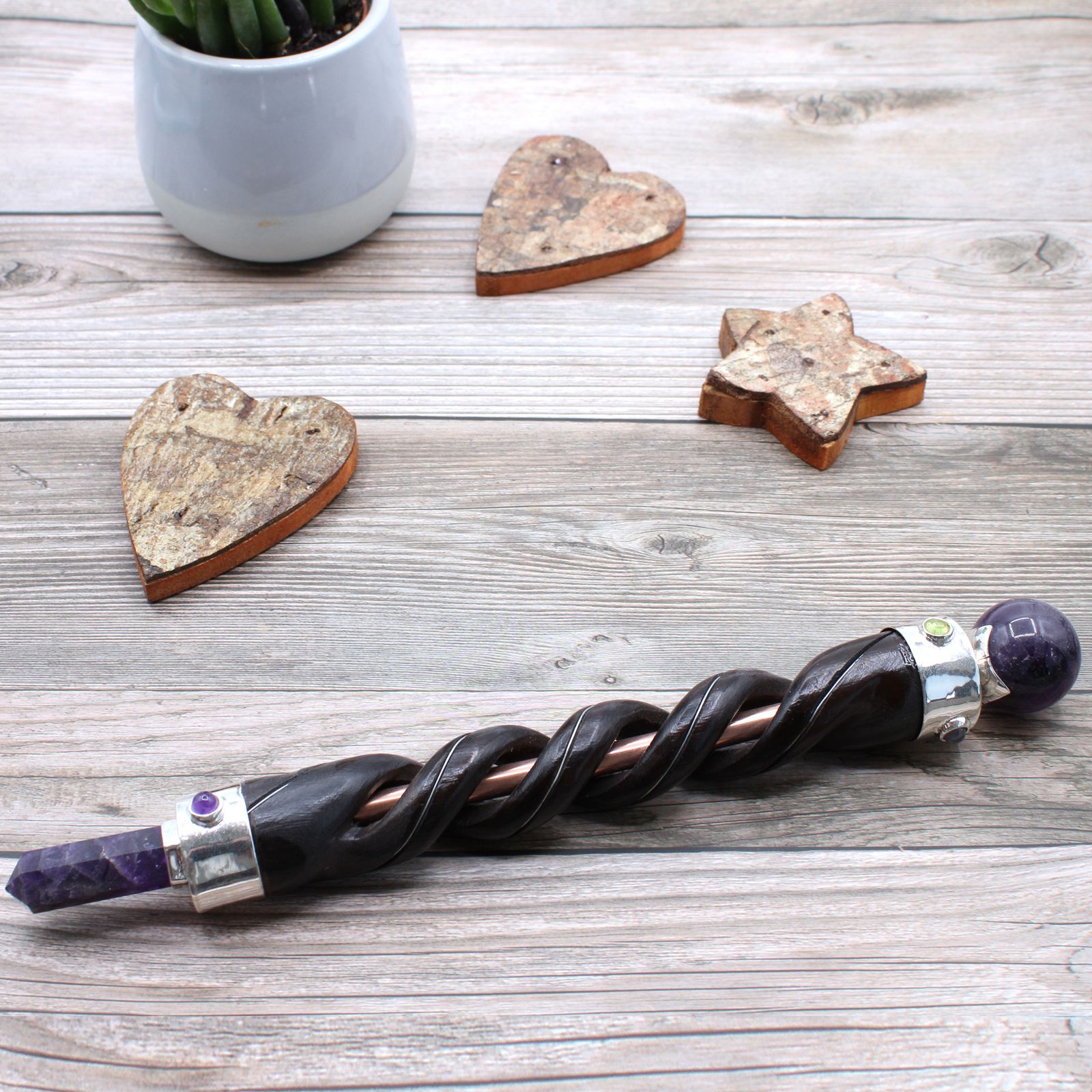 Spiral Carving Wand - Copper Pipe Amethyst