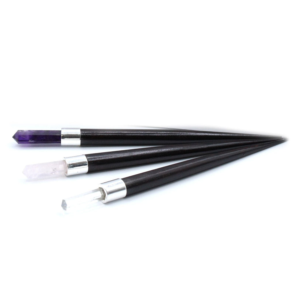 Simple Pointed Wand - Rose, Rock, Amethyst
