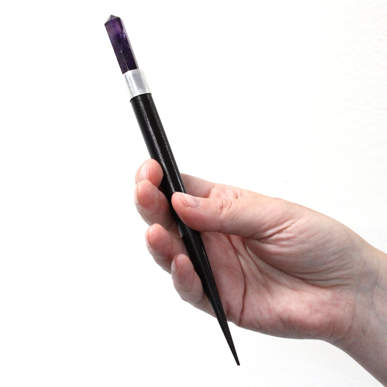 Simple Pointed Wand - Rose, Rock, Amethyst