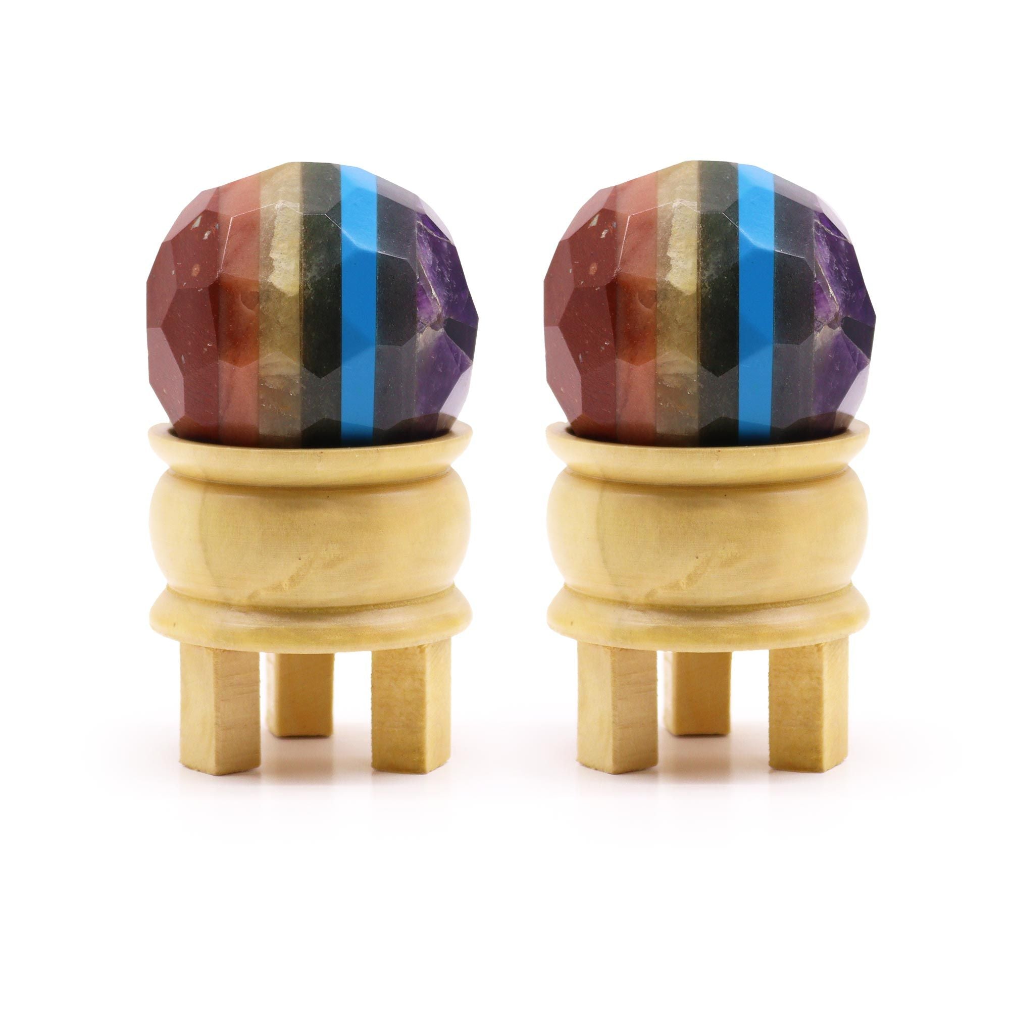 Gemstone Crystal Sphere & Stand - Seven Chakra