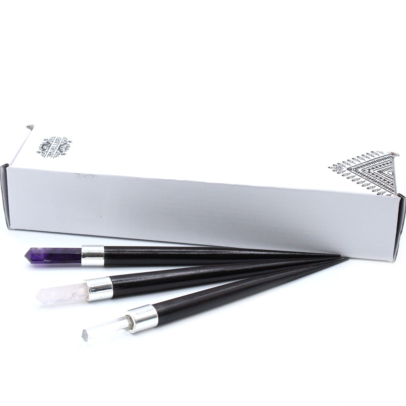 Simple Pointed Wand - Rose, Rock, Amethyst