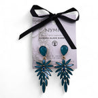 Teal Green - Vintage Glass - Long Drop - Earrings