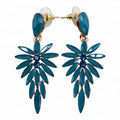 Teal Green - Vintage Glass - Long Drop - Earrings