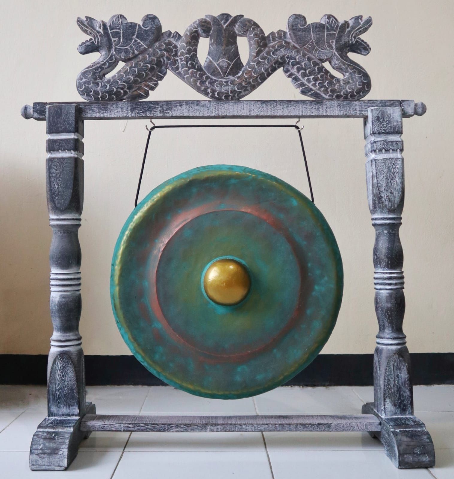 Temple Gong Balinese Verdigris Dragon