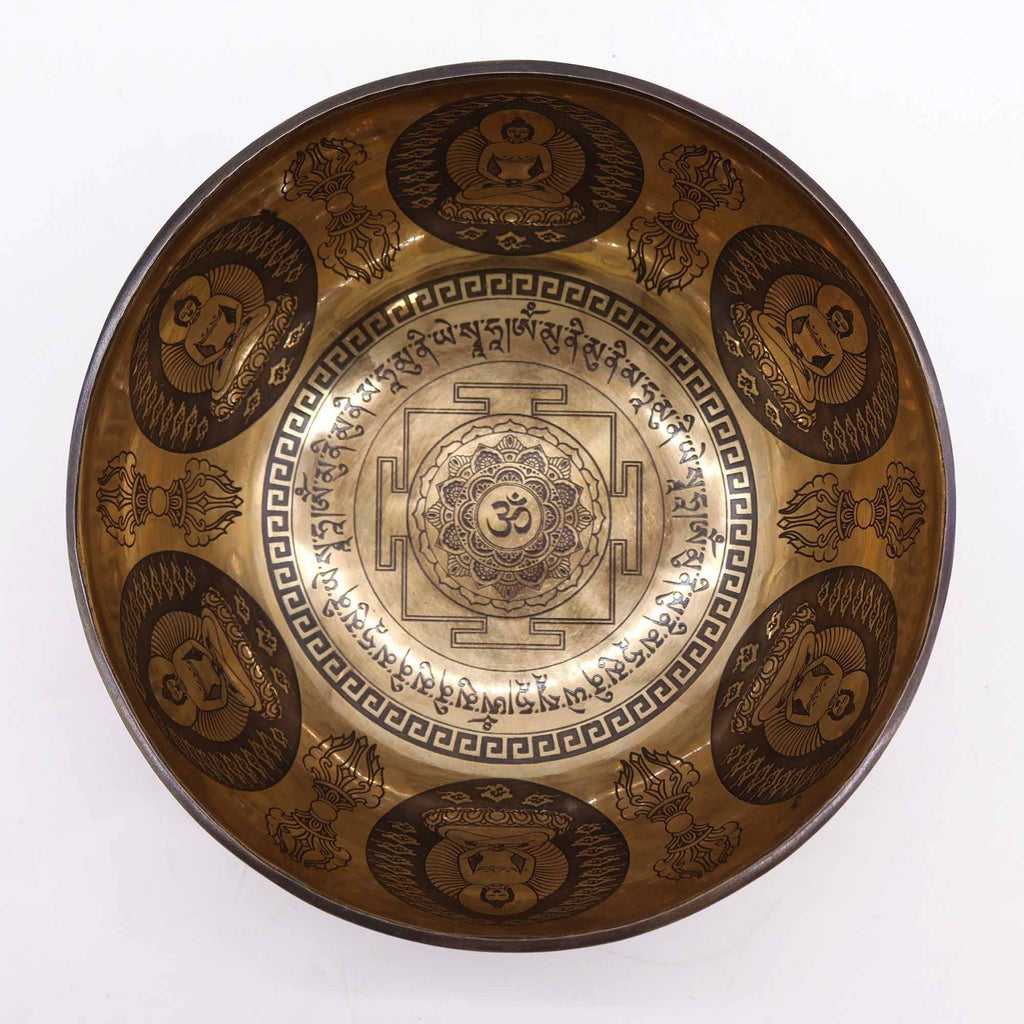 Tibetan Engraved Singing Bowl Om & Buddha