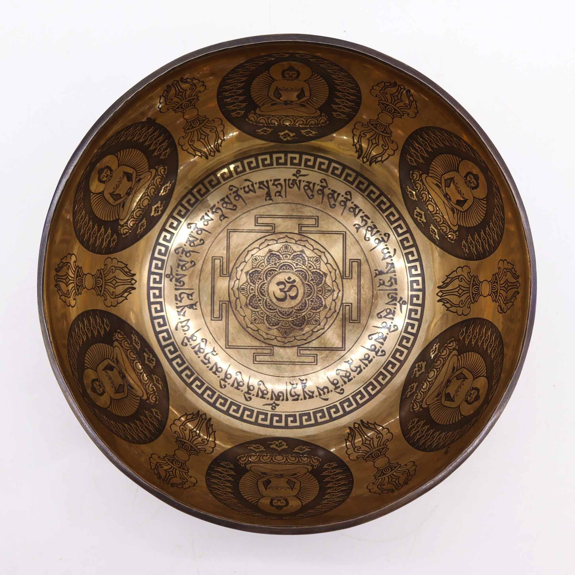 Tibetan Engraved Singing Bowl Om & Buddha