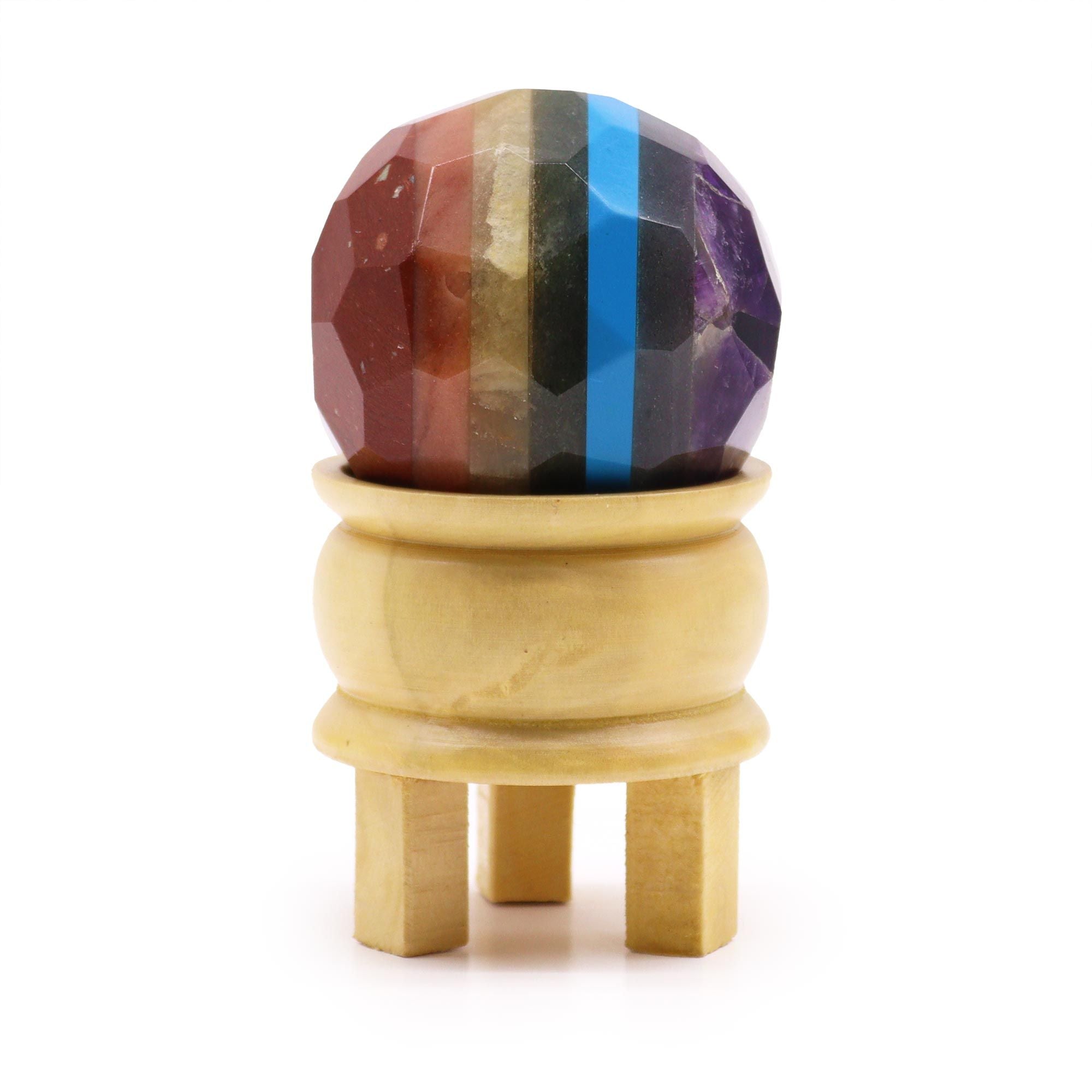 Gemstone Crystal Sphere & Stand - Seven Chakra