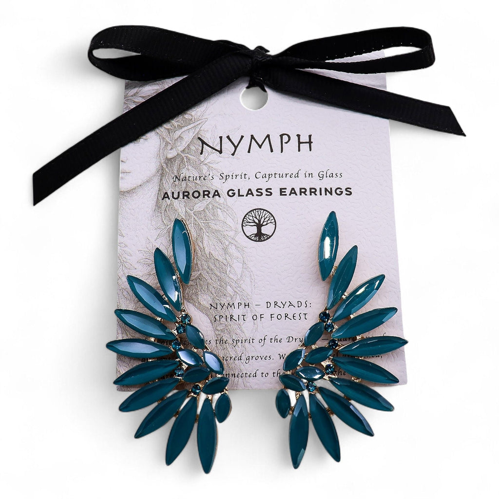 Teal Green - Vintage Glass - Angel Wings - Earrings