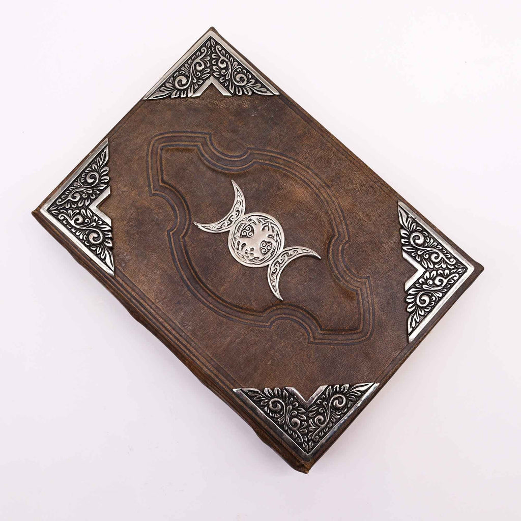 Heafty Brown Tan Book - Zinc Triple Moon Decor