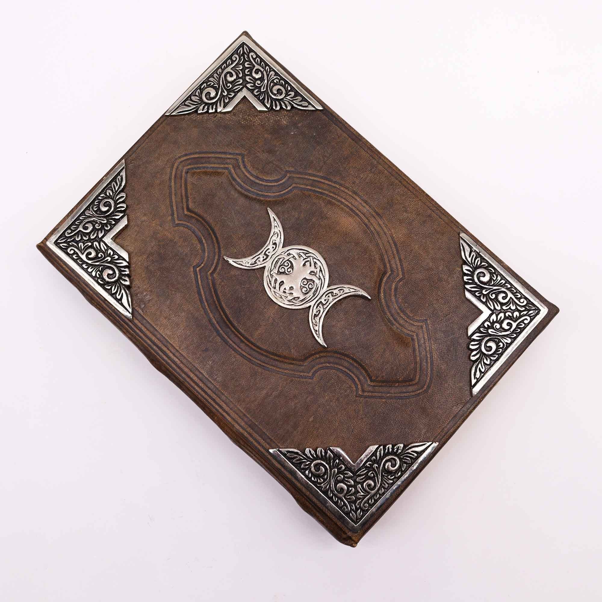 Heafty Brown Tan Book - Zinc Triple Moon Decor
