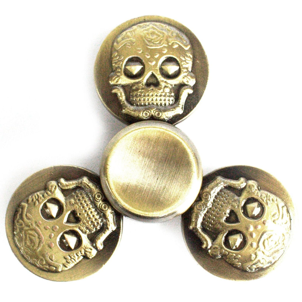 Metal Fidget Spinner - Thee Skulls - Bronze