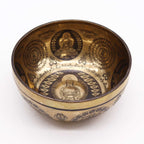 Tibetan Engraved Singing Bowl 5 Buddhas