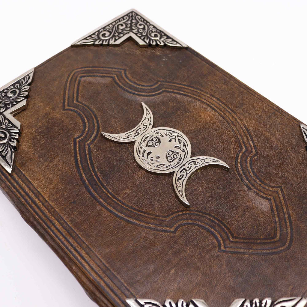 Heafty Brown Tan Book - Zinc Triple Moon Decor