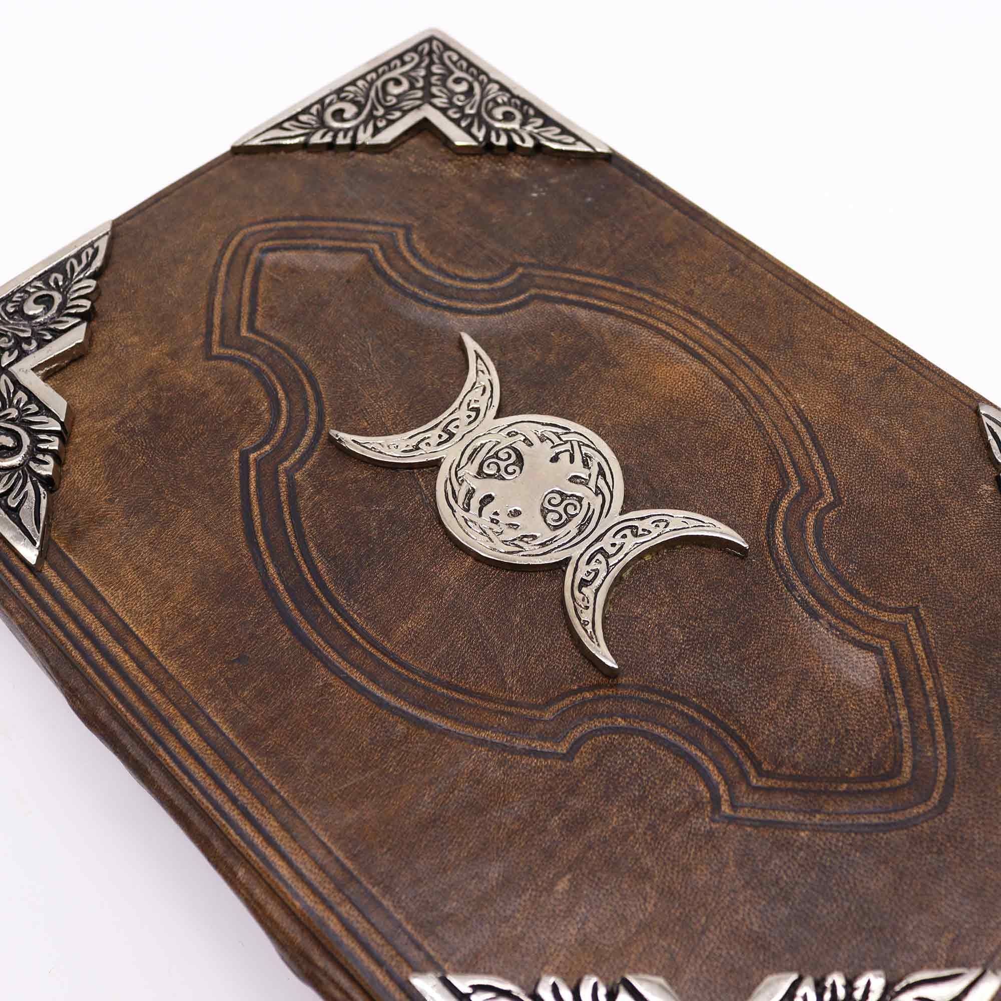 Heafty Brown Tan Book - Zinc Triple Moon Decor