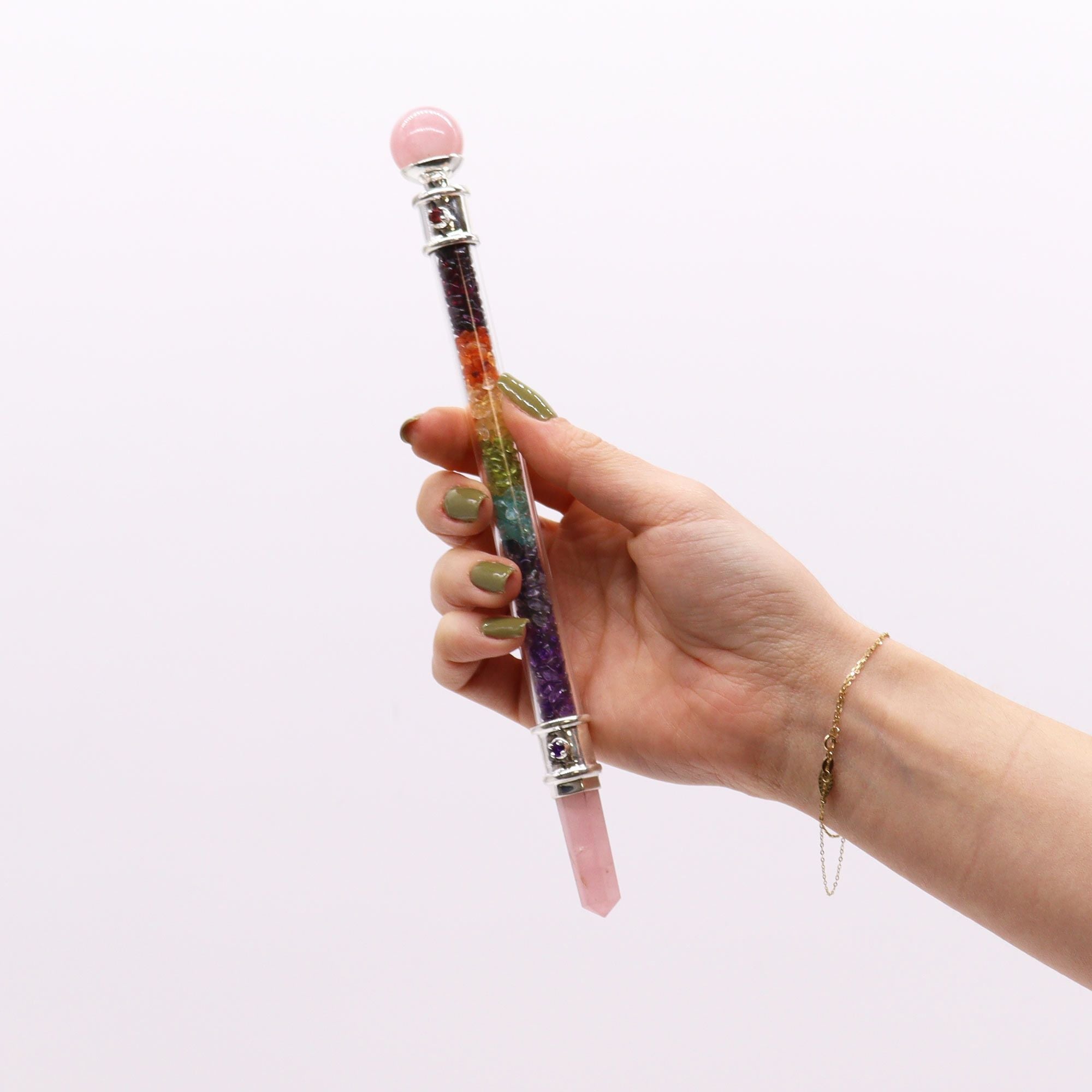 7 Chakra Crystal Wand - Rose Quartz