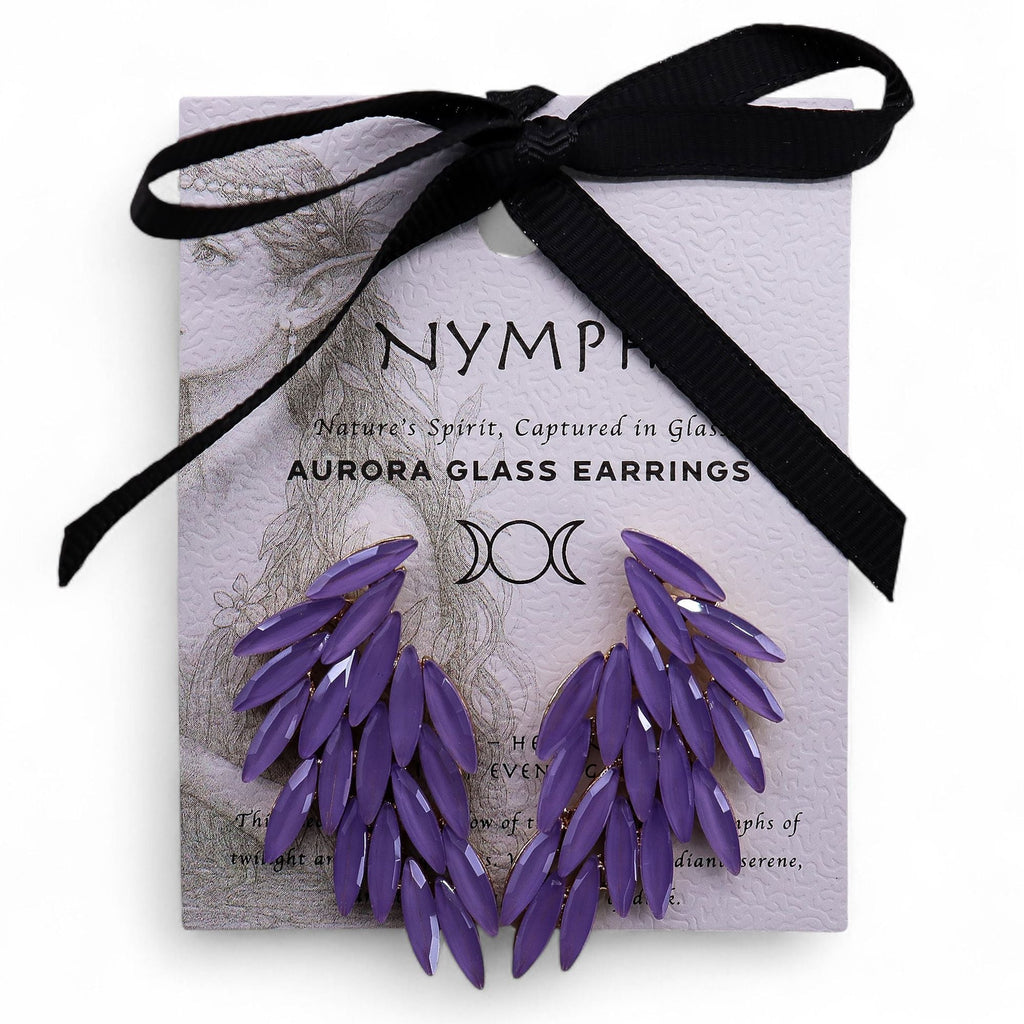 Lavender Vintage Glass Angel Wings Earrings Spiritual Boho Jewellery