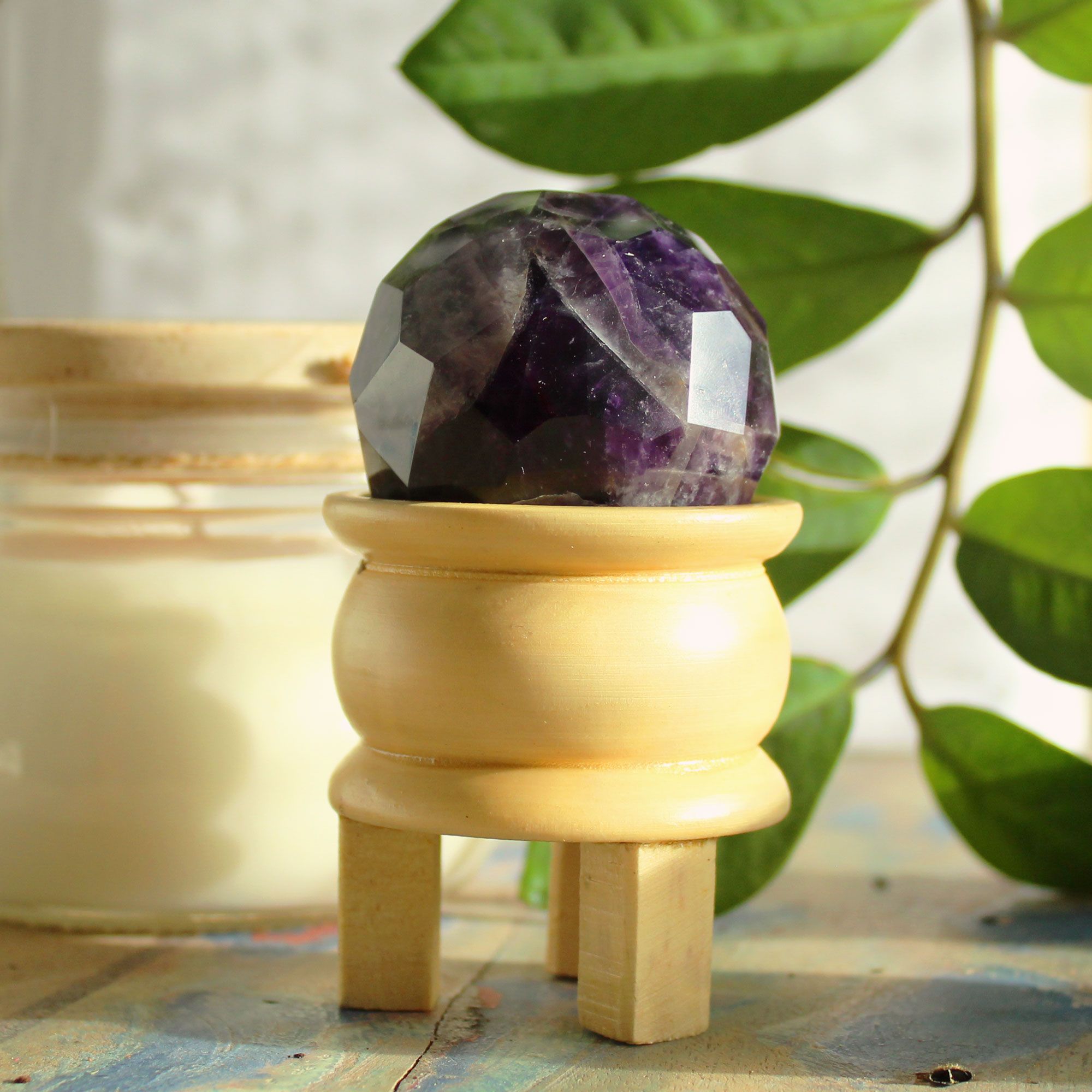 Gemstone Crystal Sphere & Stand - Amethyst