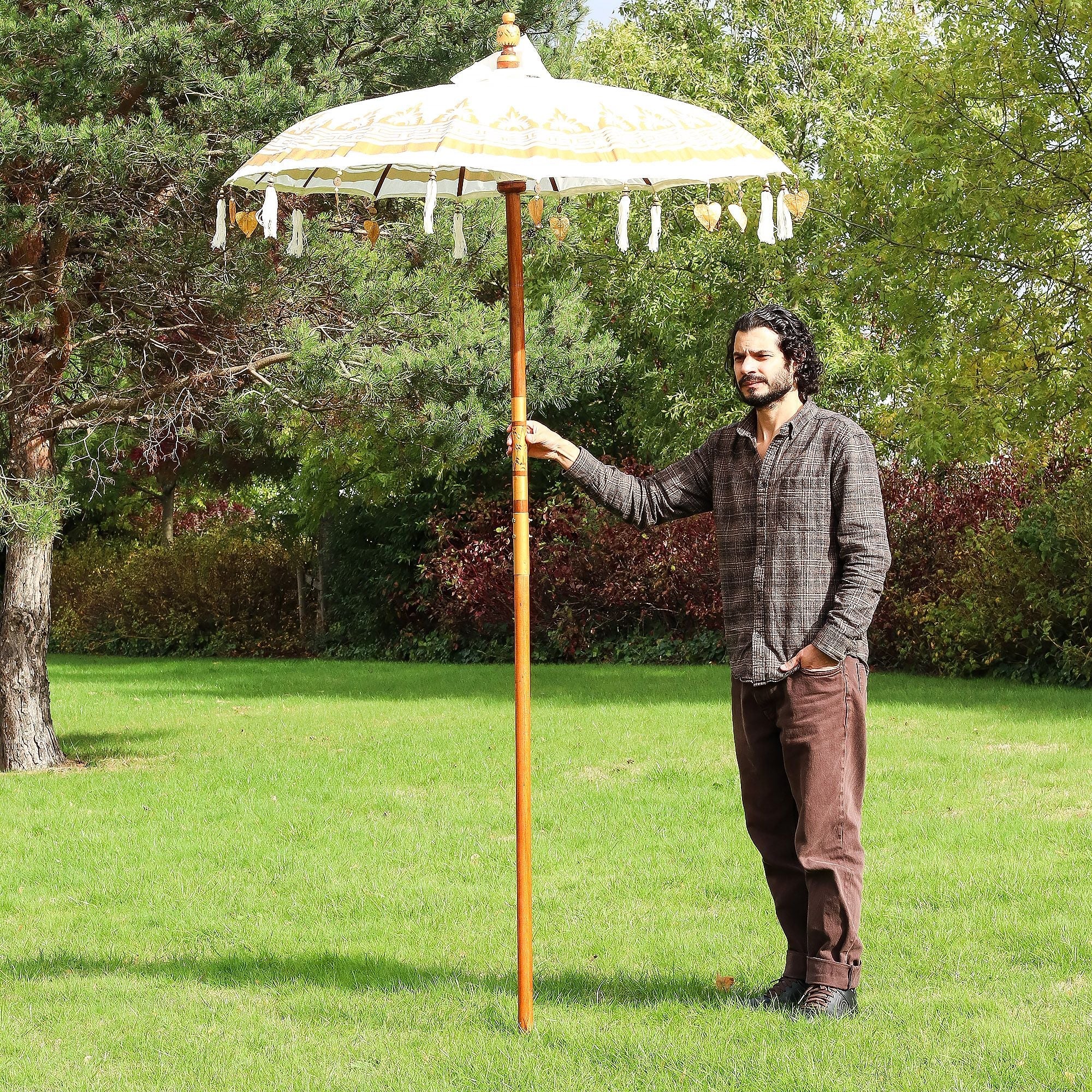 Bali Patio Parasol Garden Umbrella - Natural - 1.5m