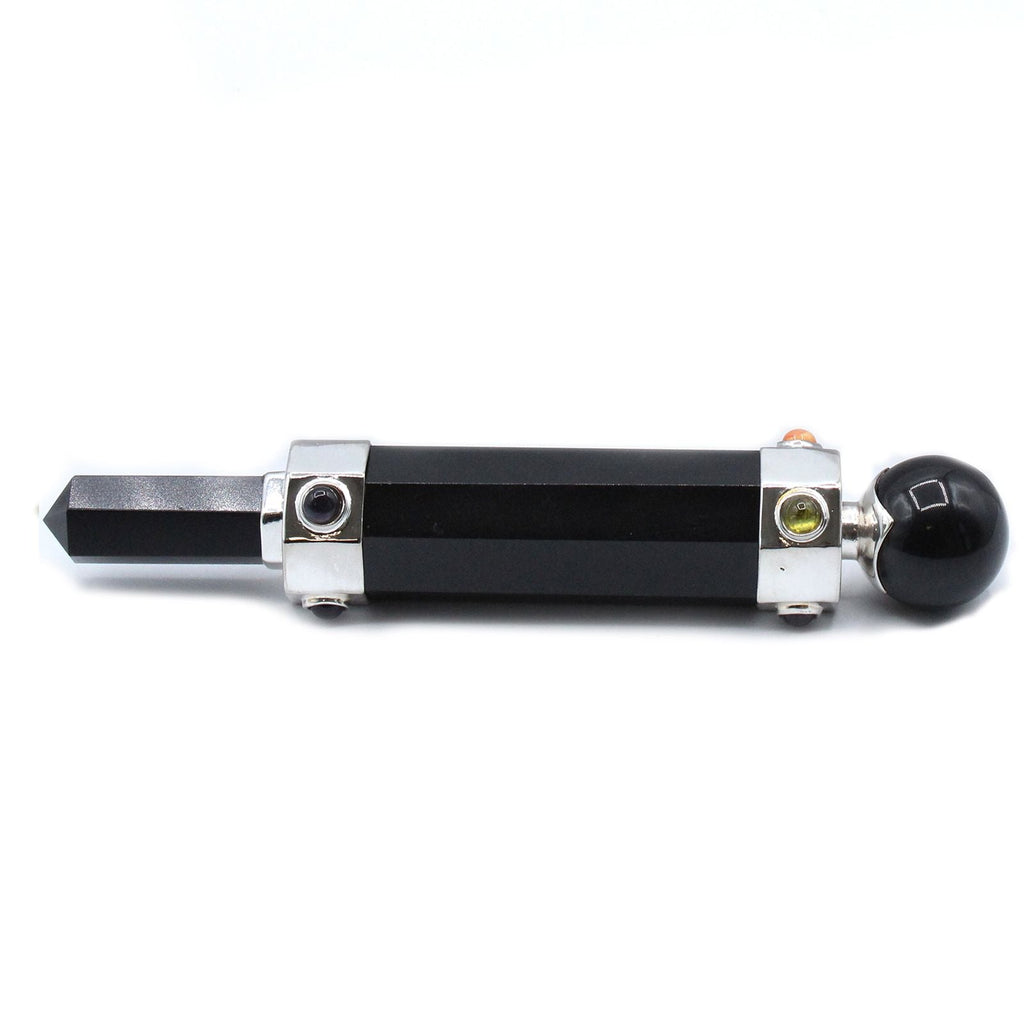 Hexagonal Crystal Wand Black Agate