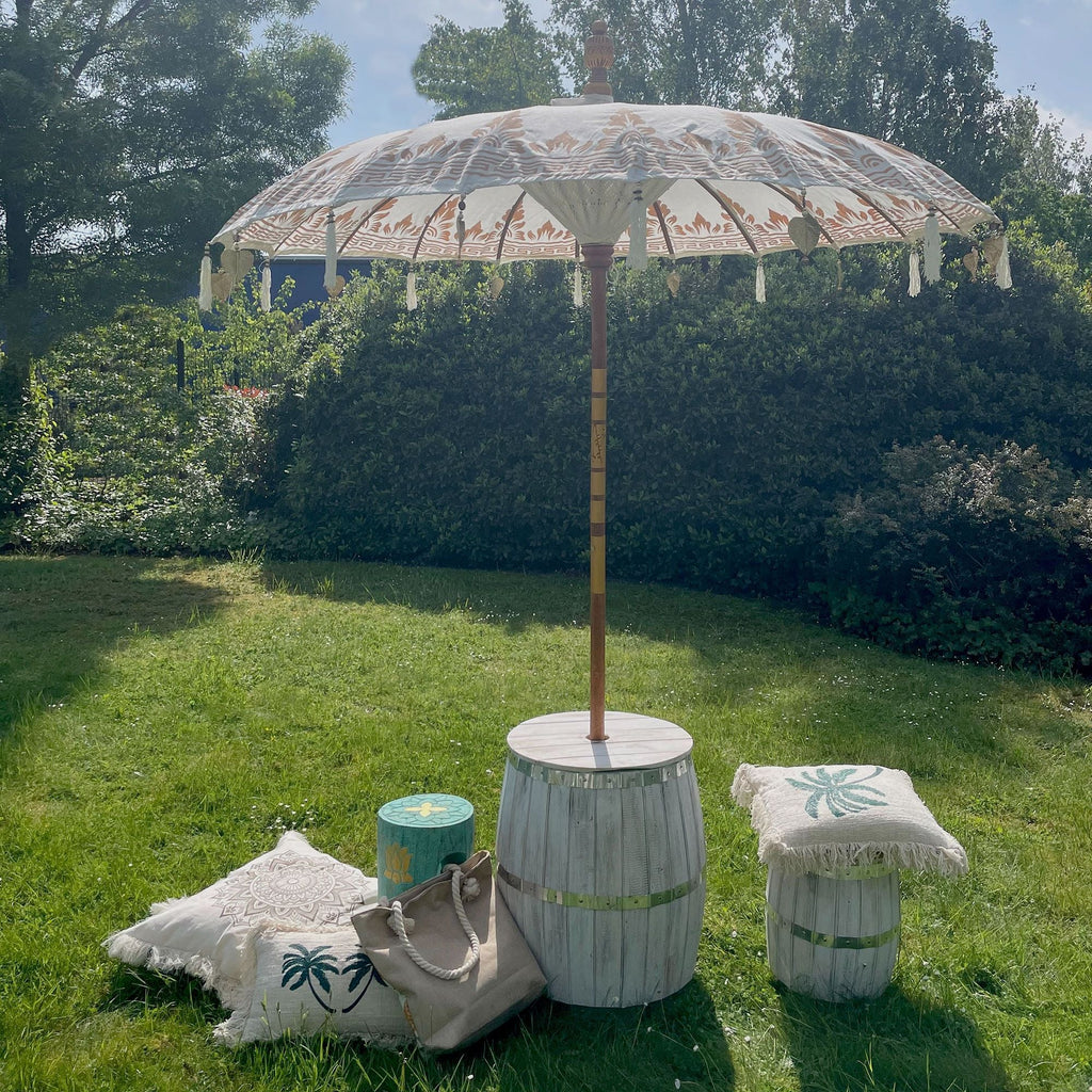 Bali Patio Parasol Garden Umbrella - Natural Decor - 2m