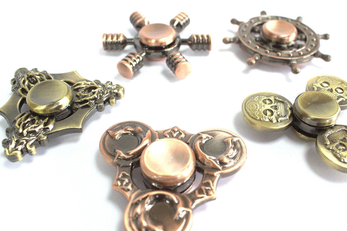 Metal Fidget Spinner - Thee Skulls - Bronze