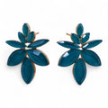 Teal Green - Vintage Glass - Flowers - Earrings