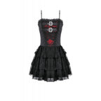 Dark in Love Crimson Shadow Layered Lace Cake Dress