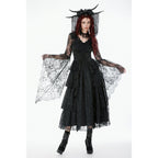 Dark In Love Gothic Deep-V Lace Bell Sleeve Cape