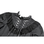 Dark in Love Belladonna Lace-Up High Collar Puff Sleeve Goth Dress  in Black