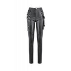 Dark in Love Punk Leather-Look Strap Detail Trousers