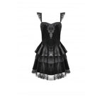 Dark in Love Nocturne Ruffled Velvet Lace Goth Dress in Black
