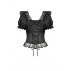 Dark in Love Seraphina Ruched Puff Sleeve Corset Top in Black