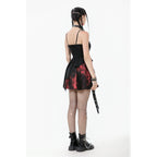 Dark in Love Nyssa Black & Red Strap Detail Goth Mini Dress
