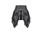 Dark in Love Elandra Layered Lace Handkerchief Hem Goth Skirt in Charcoal Black