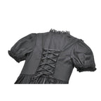 Dark in Love Belladonna Lace-Up High Collar Puff Sleeve Goth Dress  in Black