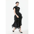 Dark in Love Seraphine Lace Shoulder Goth Top