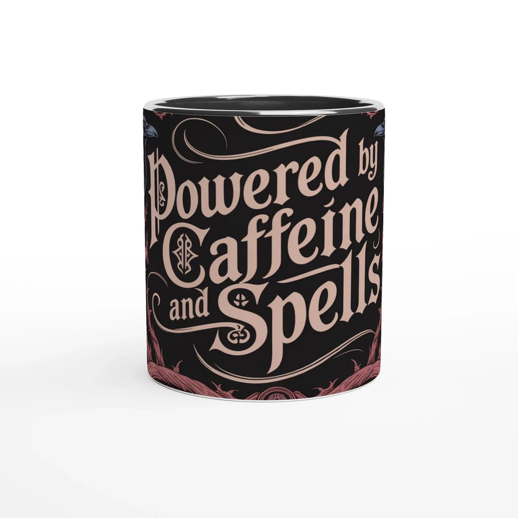 ✨ Powered by Caffeine & Spells – 11oz Witchy Ceramic Mug ✨ The perfect magical mug for coffee-loving witches! 🖤☕🧙‍♀️