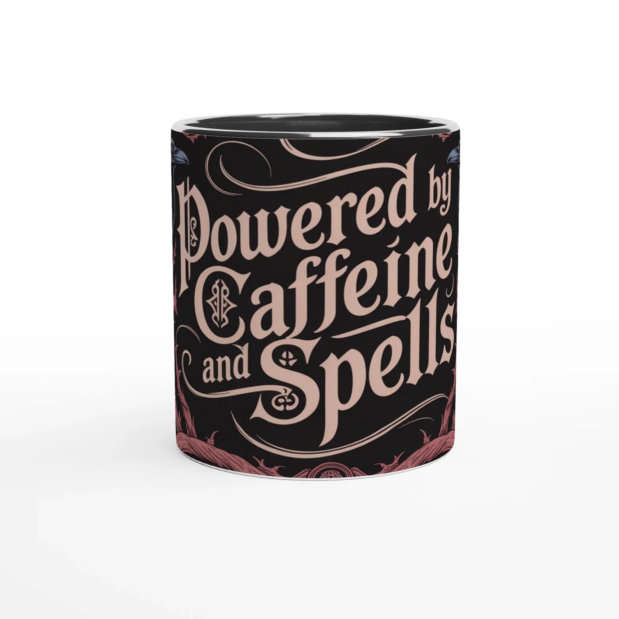 ✨ Powered by Caffeine & Spells – 11oz Witchy Ceramic Mug ✨ The perfect magical mug for coffee-loving witches! 🖤☕🧙‍♀️