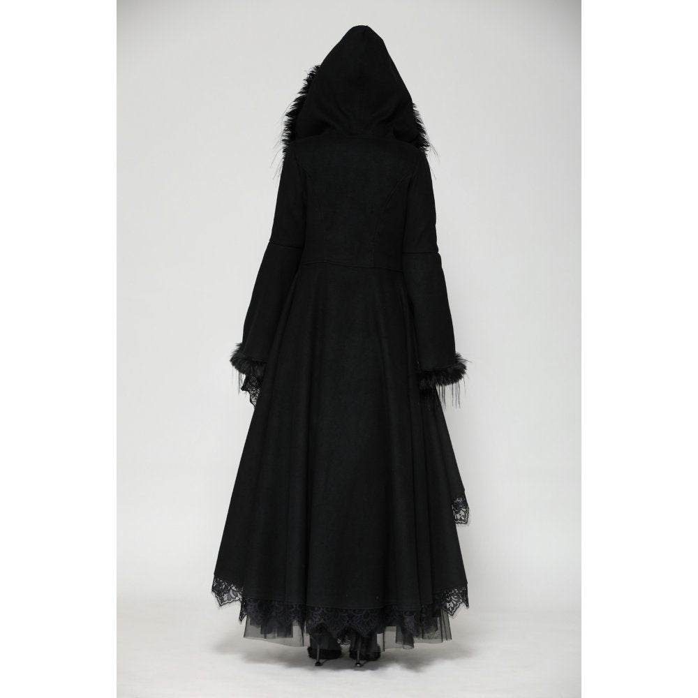 Dark in Love Eira Lace and Faux Fur Trimmed Hooded Coat - Size UK 10 Left Only!