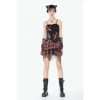 Dark in Love Punk Plaid Cross Strap Top