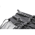 Dark in Love Gothic Sheer Mesh Maxi Skirt with PU Waist Corset