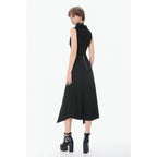Dark in Love Punk Layered Pocket Cutout Belted Long Skirt